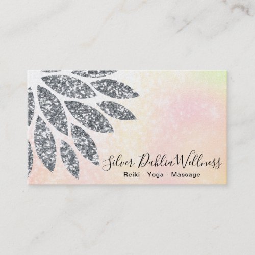  Silver Glitter Dahlia Mandala Pastel Floral AP2 Business Card