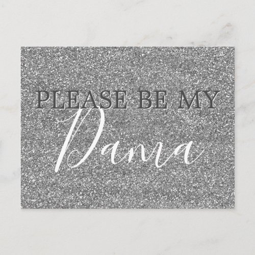 Silver Glitter Dama Quinceanera Proposal Invitation Postcard