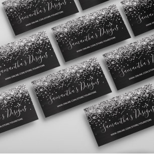 Silver Glitter Dark Grey Black Foil Online Store Business Card