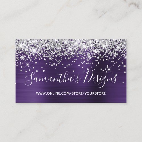 Silver Glitter Dark Violet Foil Online Store Business Card