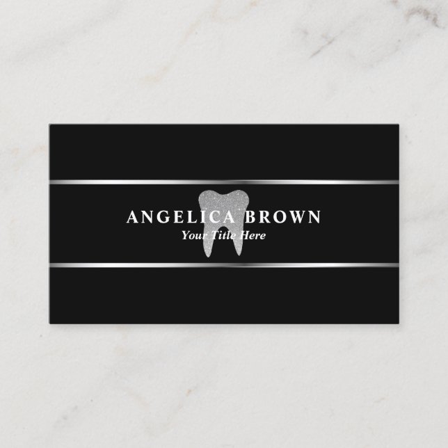 Silver Glitter Dental Business Card (Front)