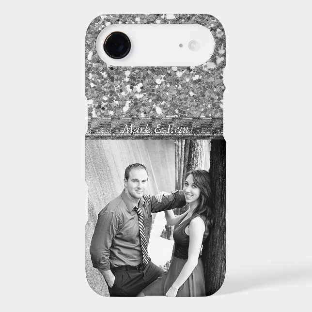 Silver Glitter Design Personalized Photo Case-Mate iPhone Case (Back)