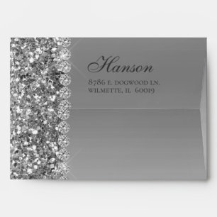 Silver Glitter Diamond Birthday Invitation Envelope