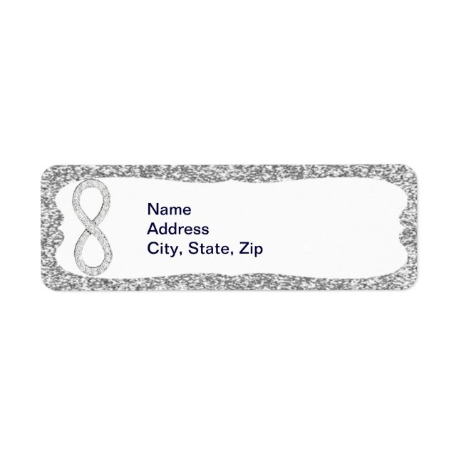 Silver Glitter Diamond Infinity Address Labels (Front)