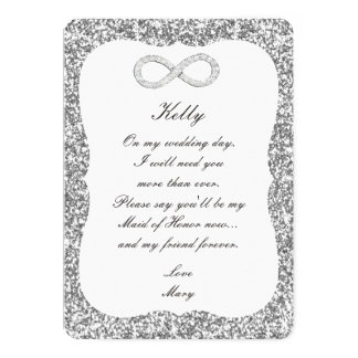 Silver Glitter Diamond Infinity Maid Of Honor Card
