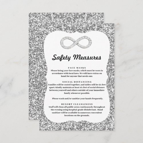 Silver Glitter Diamond Infinity Safety Measures Enclosure Card