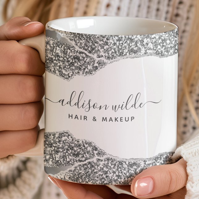 Silver Glitter Diamonds Glam Business Coffee Mug (Creator Uploaded)