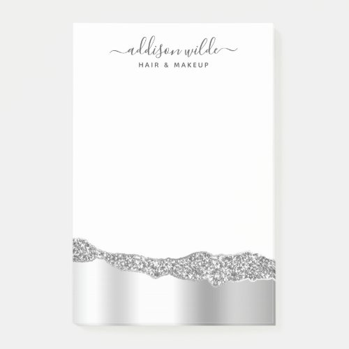 Silver Glitter Diamonds Glam Business Post_it Notes