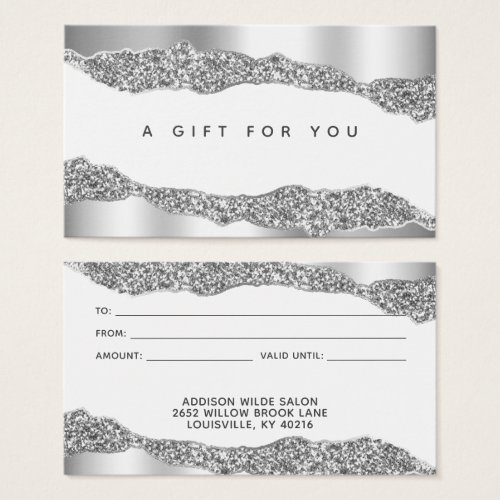 Silver Glitter Diamonds Glam Gift Card