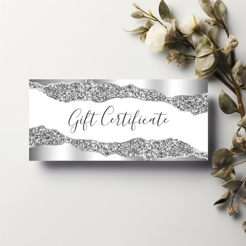 Silver Glitter Diamonds Glam Gift Certificate