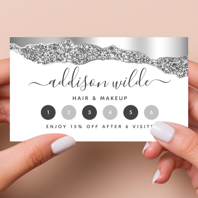 Silver Glitter Diamonds Glam Loyalty Card (Creator Uploaded)