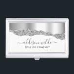 Silver Glitter Diamonds Glam Professional Business Card Case<br><div class="desc">Silver Glitter Diamonds Glam Professional Business Card Case.  Elegant silver glitter hand lettered style calligraphy script professional design. Perfect for makeup artists,  hair stylists,  cosmetologists,  and more!</div>