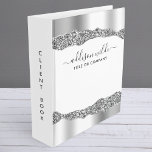 Silver Glitter Diamonds Glam Professional Client<br><div class="desc">Silver Glitter Diamonds Glam Professional Client 3 ring binder. Elegant silver glitter hand lettered style calligraphy script professional design. Perfect for makeup artists,  hair stylists,  cosmetologists,  and more!</div>