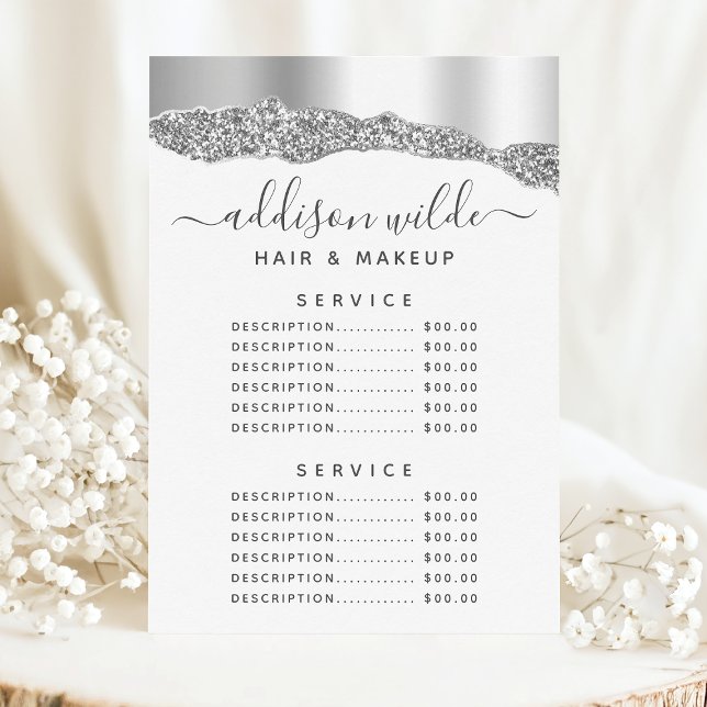 Silver Glitter Diamonds Glam Service Price Menu (Creator Uploaded)