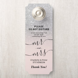 Silver glitter do not disturb welcome wedding door hanger
