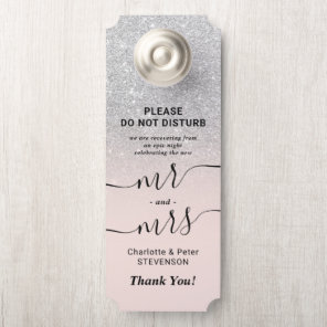 Silver glitter do not disturb welcome wedding door hanger