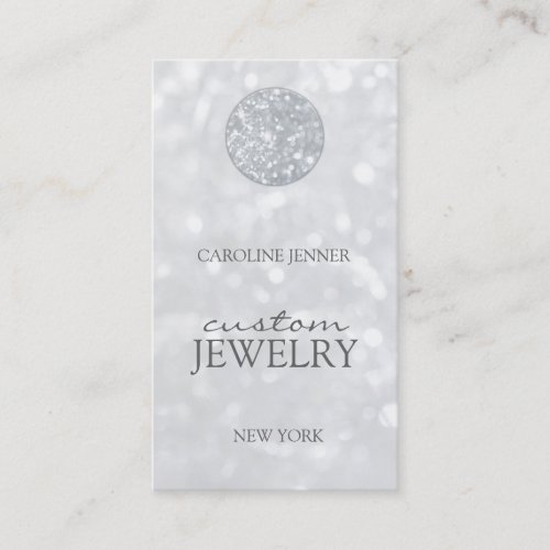 Silver Glitter Dot Custom Jewelry Trendy Design Business Card