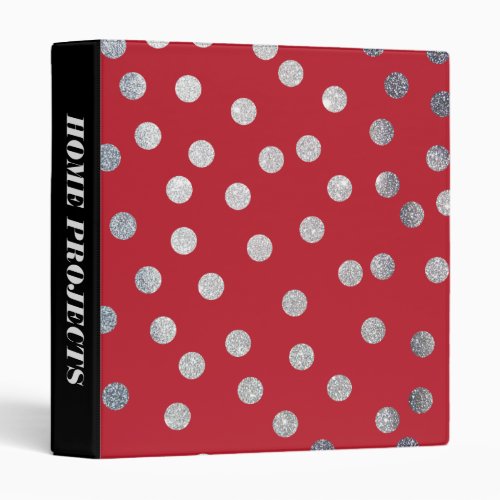 Silver Glitter Dots and Cherry Red Binder