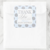 Silver Glitter Dots Baby Blue Thank You Label | Zazzle