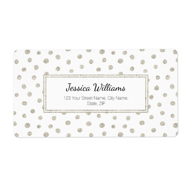 Silver glitter dots label (Front)