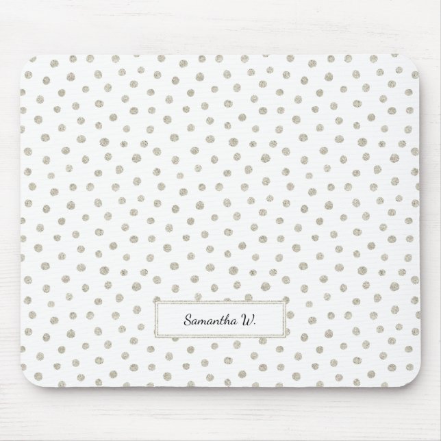 Silver glitter dots mouse pad (Front)