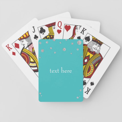 Silver Glitter Dots Teal Sparkle Playing Cards