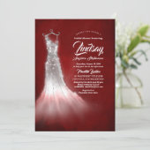 Silver Glitter Dress Burgundy Red Bridal shower Invitation (Standing Front)