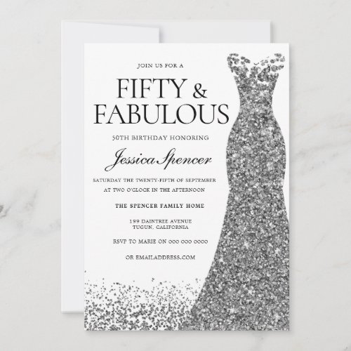 Silver Glitter Dress Fifty & Fabulous 50th Party