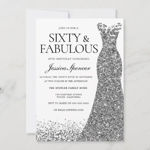 Silver Glitter Dress Sixty & Fabulous 60th Party