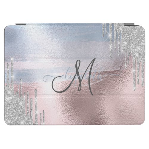 Silver Glitter Drips Blue Rose Gold Metallic  iPad Air Cover