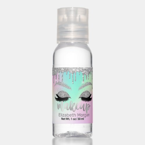 Silver Glitter DripsFaux LashesMakeup Hand Sanitizer