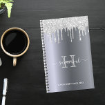 Silver glitter drips glam appointment book 2024 planner<br><div class="desc">A faux silver metallic looking background with elegant faux silver glitter drips, paint dripping look. Personalize and add a name, monogram letter and a title. The name is written in white with a large modern hand lettered style script with swashes. White and gray colored text. To keep the swashes only...</div>