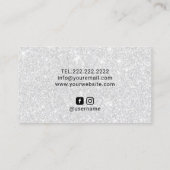 Silver Glitter Drips Hair Stylist Makeup Artist Business Card (Back)