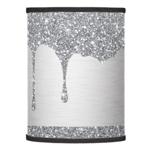 Silver Glitter Drips Luxury Lamp Shade