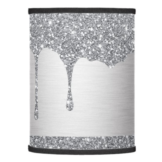 Silver Glitter Drips Luxury Lamp Shade (Left)