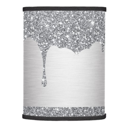 Silver Glitter Drips Luxury Lamp Shade (Right)