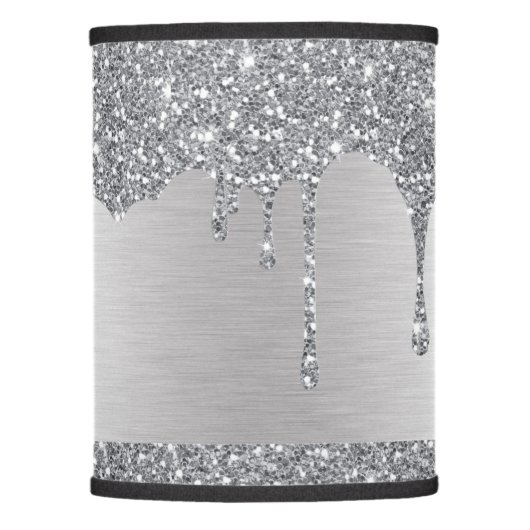 Silver Glitter Drips Luxury Lamp Shade (Front)
