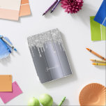 Silver glitter drips name glamorous iPad mini cover<br><div class="desc">An elegant,  girly and glam phone case. Faux silver glitter drips,  paint drip look.  Faux silver metallic looking background. Insert your name,  written with a modern hand lettered style script. White colored letters.</div>