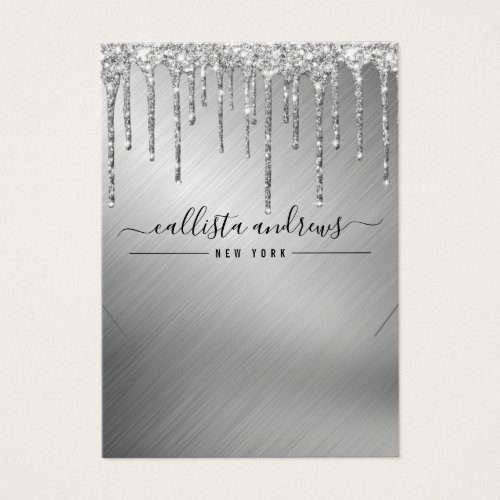 Silver Glitter Drips Necklace Display Card
