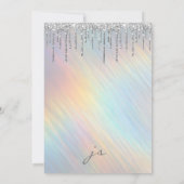 Silver Glitter Drips Rainbow Holographic Sweet 16 Invitation (Back)
