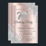 Silver Glitter Drips Rose Gold 70th Birthday Party Invitation<br><div class="desc">A modern,  chic,  and glamorous with silver glitter drips on a rose gold background.</div>
