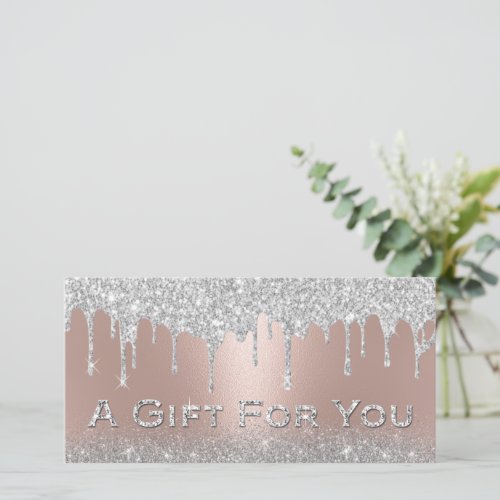 Silver Glitter Drips Rose Gold Gift Certificates