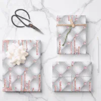 Rose gold glitter drips pink sparkle glam girly wrapping paper, Zazzle