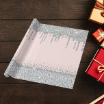 Silver glitter drips rose gold sparkle wrapping paper<br><div class="desc">Elegant,  classic,  glamorous and feminine style party wrapping paper. A girly rose gold colored background decorated with faux silver glitter drips and sparkle.
Perfect for birthdays and Christmas gifts.</div>