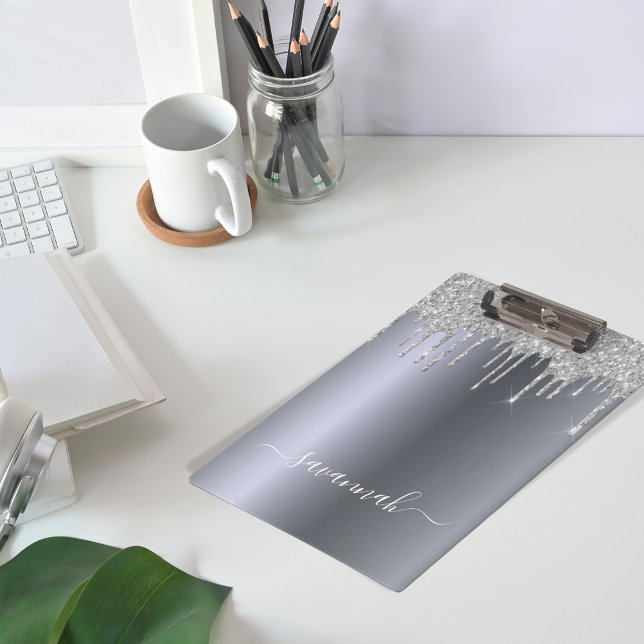 Silver glitter drips script name elegant clipboard (Creator Uploaded)