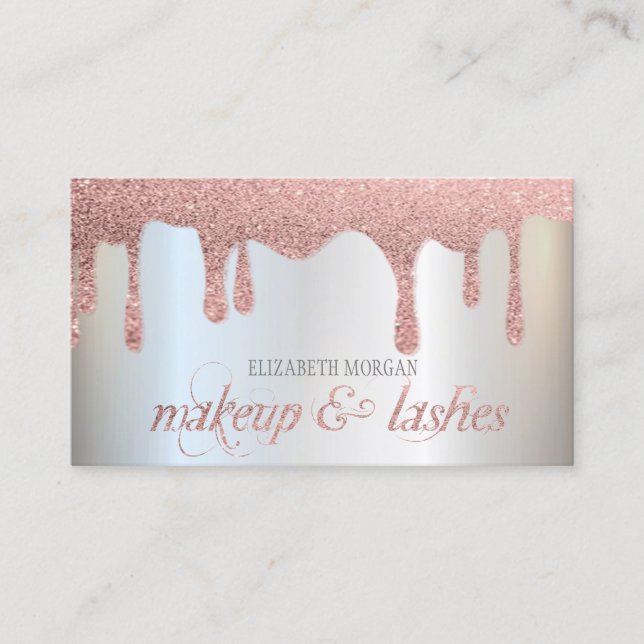 Silver  Glitter Drops  Elegant Professional Modern Business Card (Front)