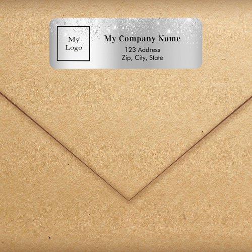 Silver glitter dust business logo return address label