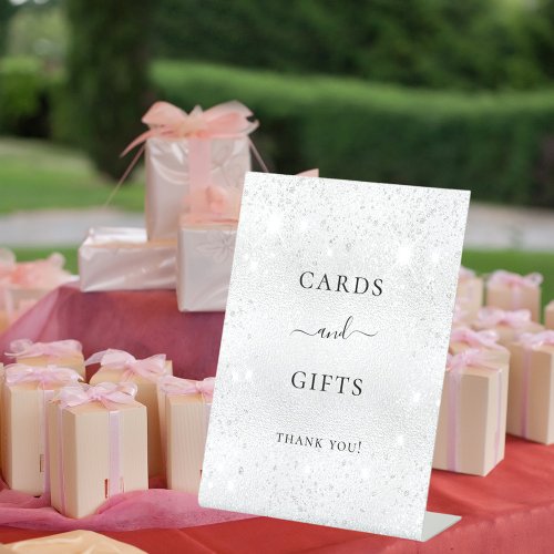 Silver glitter dust cards gifts sign