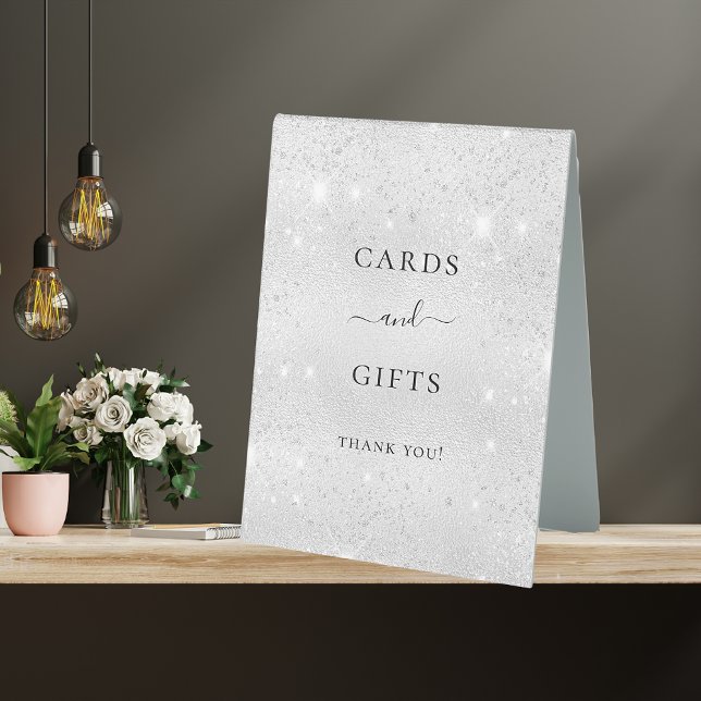 Silver glitter dust cards gifts  table tent (Creator Uploaded)