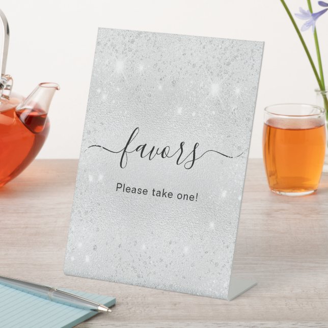 Silver glitter dust favors sign (In SItu)